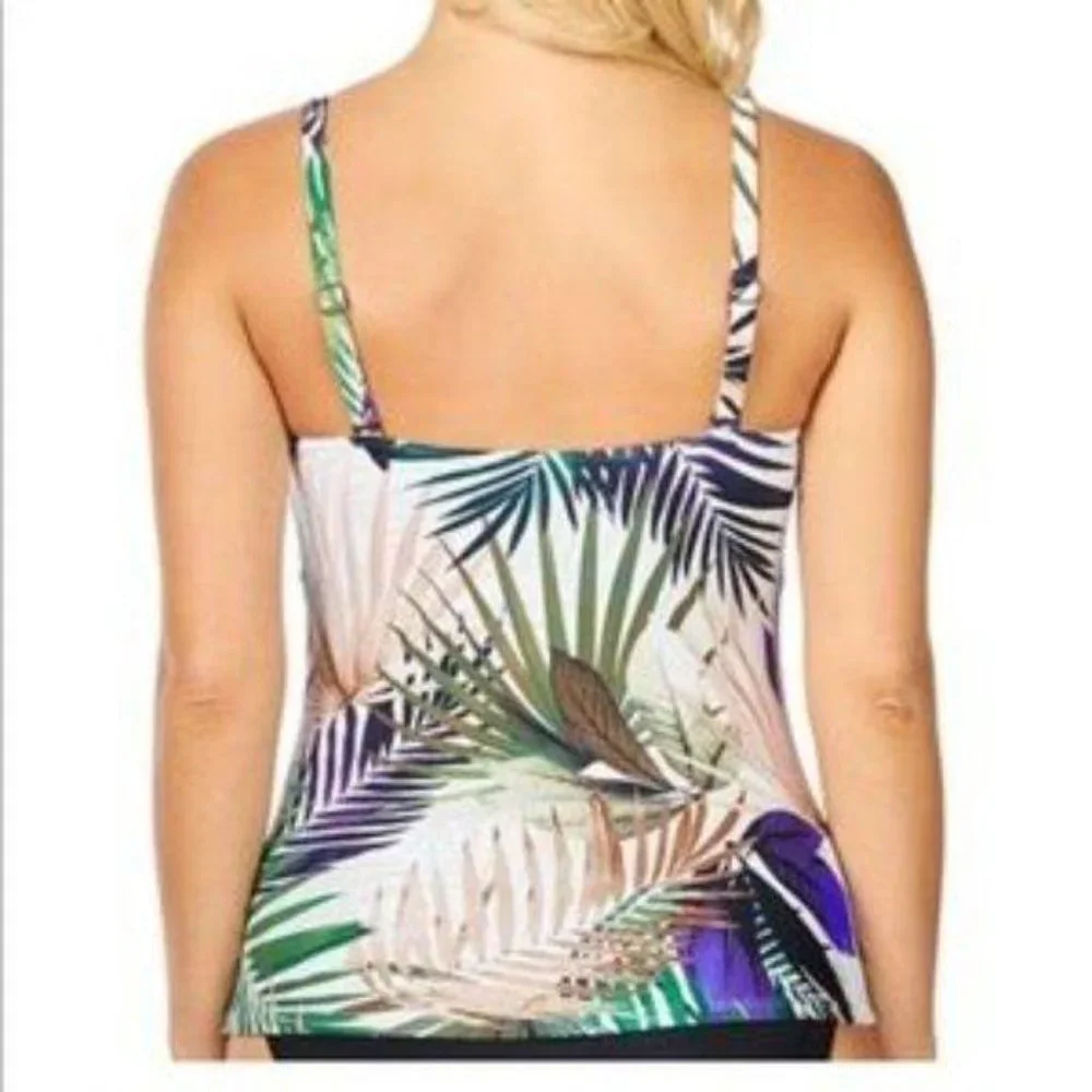 Island Escape Palm leave tankini top‎ size 6 NEW